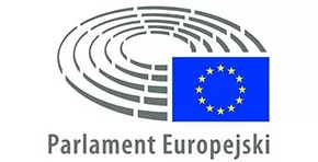 Cztery okręgi symbolizujące ławy w parlamencie i w narożniku flaga Unii